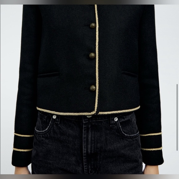 Zara Black Blazer with Gold Thread Accents • Small • NWT - Picture 10 of 13
